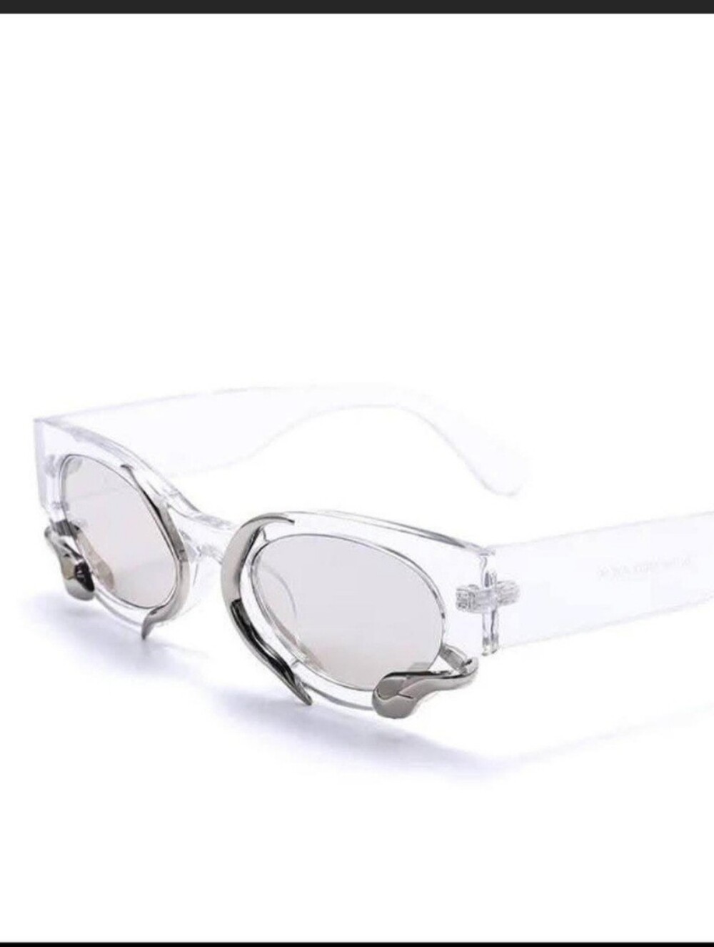 Yk2 Women Clear Frame Sunglasses with Silver Accents